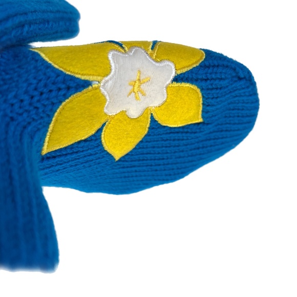 Kootenay Mitts Mittens Blue With Yellow Flower Size L/XL New NWT - Picture 3 of 6